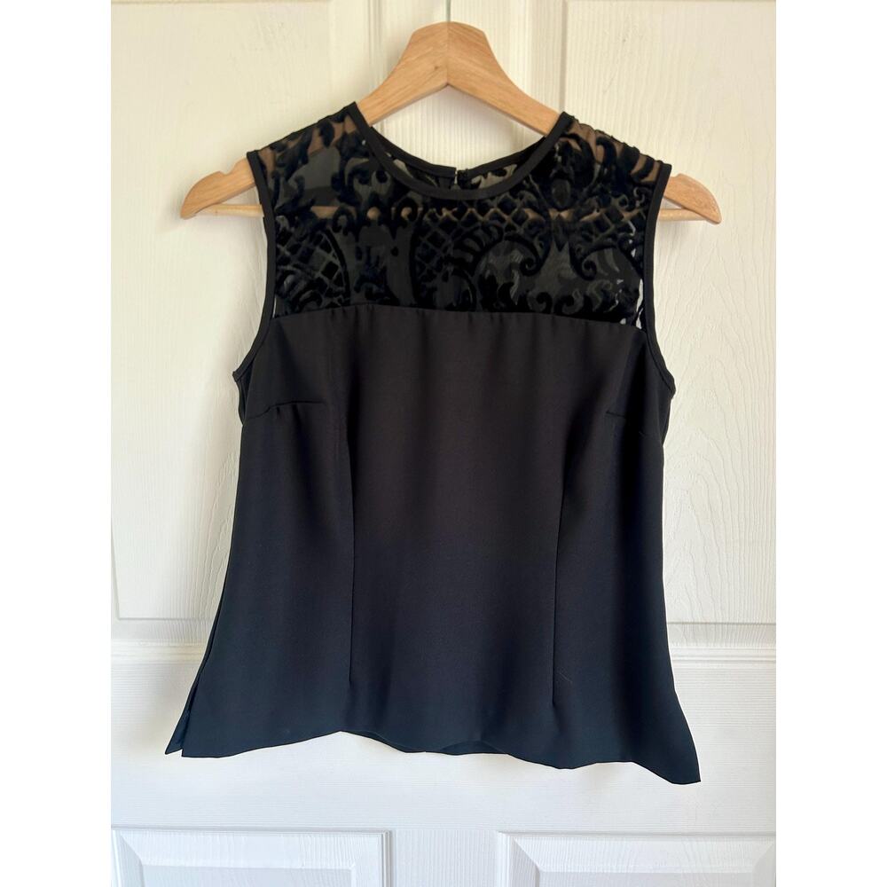 Vintage 90's Black Lace Rayon Blend Sleeveless Shell Size Small | 90's Fashion